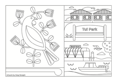 Beach Haven Colouring Page