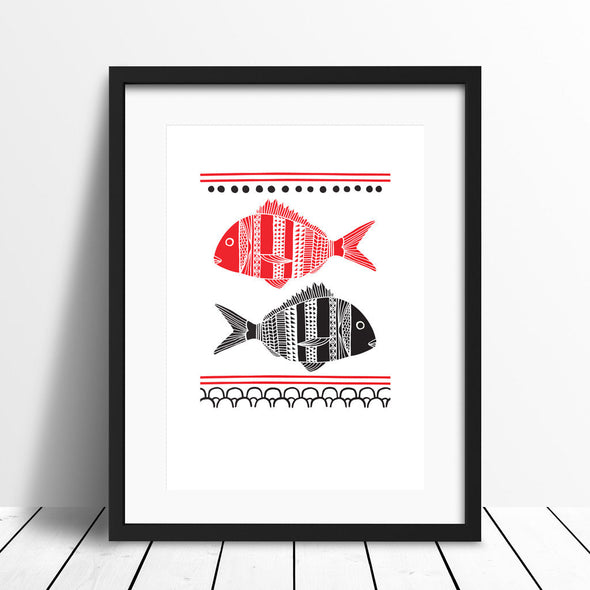 'Two Snapper' Screen Print (Red)
