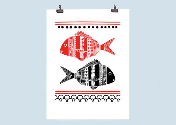 'Two Snapper' Screen Print (Red)